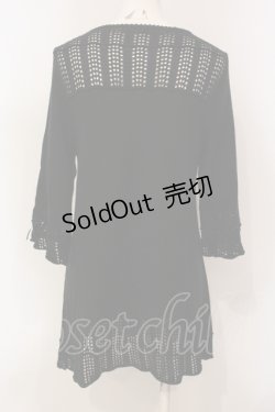 画像3: PINK HOUSE / 黒透かし編み切替えニットチュニック  クロ O-25-05-31-034-LO-TO-OW-OS