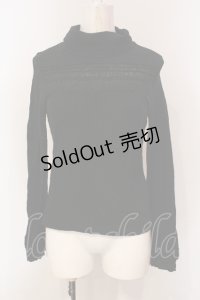 PINK HOUSE / コットンレース使いニットソー  クロ O-25-05-31-036-LO-TO-OW-ZT400