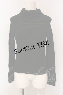 画像1: PINK HOUSE / コットンレース使いニットソー  クロ O-25-05-31-036-LO-TO-OW-ZT400