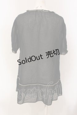 画像3: PINK HOUSE / レース配色スモックブラウス  クロ O-25-05-31-038-LO-TO-OW-OS