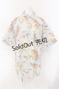 Karl Helmut / フルーツバスケット柄シャツ L サックス O-25-05-31-041-EL-BL-OW-OS