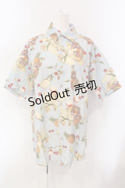 画像1: Karl Helmut / フルーツバスケット柄シャツ L サックス O-25-05-31-041-EL-BL-OW-OS