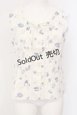 画像1: PINK HOUSE / 花柄ノースリーブブラウス  オフシロ×アオ O-25-05-31-043-LO-BL-OW-OS