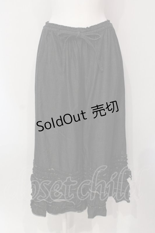 画像1: 【SALE】PINK HOUSE / フリルワイドパンツ  クロ O-25-05-31-005-LO-PA-OW-ZT099 (1)