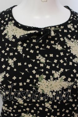 画像2: PINK HOUSE / ライラック柄長袖Tシャツ M クロ O-25-05-31-046-LO-TS-OW-OS
