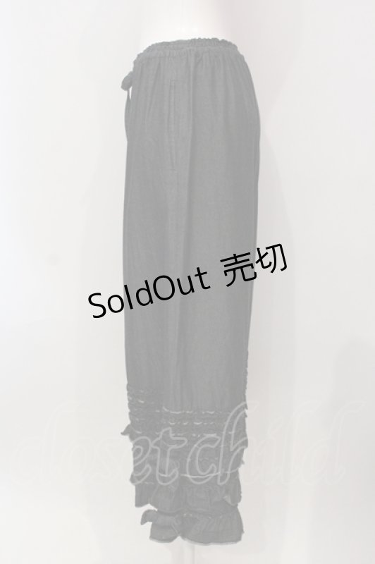 画像2: 【SALE】PINK HOUSE / フリルワイドパンツ  クロ O-25-05-31-005-LO-PA-OW-ZT099 (2)