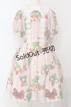 画像1: LIEF / 苺リボンワンピース M ピンク O-25-05-31-050-LO-OP-OW-OS
