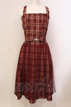 画像1: axes femme POETIQUE / チェックセットアップ M ワイン O-25-05-31-052-AX-OP-OW-OS