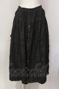PINK HOUSE / オールドデニム×ローンフリルワイドパンツ  クロ O-25-05-31-006-LO-PA-OW-ZT097