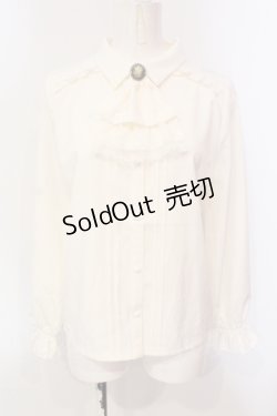 画像1: axes femme / カメオ×ジャボブローチ付ブラウス M キナリ O-25-05-31-060-AX-BL-OW-OS