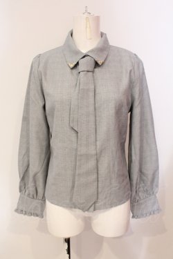 画像1: axes femme / チェック柄ネクタイ付きブラウス F グレー O-25-05-31-062-AX-BL-OW-OS