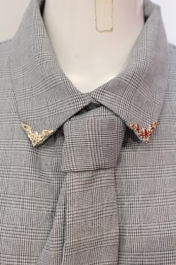 画像2: axes femme / チェック柄ネクタイ付きブラウス F グレー O-25-05-31-062-AX-BL-OW-OS