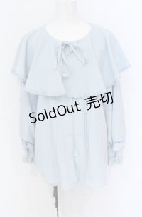 axes femme POETIQUE / ビッグフリルカラーブラウス M サックス O-25-05-31-1047-AX-BL-OW-OS