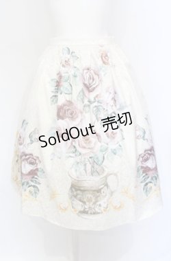 画像1: axes femme NOSTALGIE / フラワーベース柄ミディスカート F キナリ O-25-05-31-1049-AX-SK-OW-OS