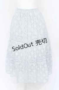 axes femme / 総レースティアードスカート M ブルー O-25-05-31-1051-AX-SK-OW-OS