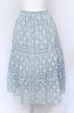 画像1: axes femme / 総レースティアードスカート M ブルー O-25-05-31-1051-AX-SK-OW-OS