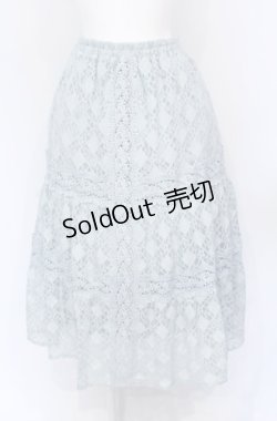 画像1: axes femme / 総レースティアードスカート M ブルー O-25-05-31-1051-AX-SK-OW-OS