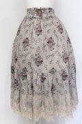 axes femme / ミュルーズ染織美術館コラボ/フェザー×フラワー柄スカート M ベージュ O-25-05-31-1054-AX-SK-OW-OS
