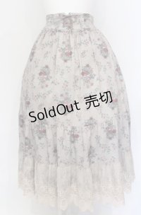 axes femme / ミュルーズ染織美術館コラボ/フェザー×フラワー柄スカート M ベージュ O-25-05-31-1054-AX-SK-OW-OS