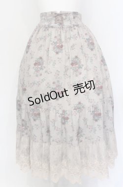 画像1: axes femme / ミュルーズ染織美術館コラボ/フェザー×フラワー柄スカート M ベージュ O-25-05-31-1054-AX-SK-OW-OS