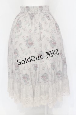 画像2: axes femme / ミュルーズ染織美術館コラボ/フェザー×フラワー柄スカート M ベージュ O-25-05-31-1054-AX-SK-OW-OS