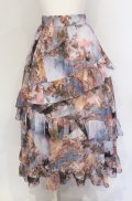 axes femme NOSTALGIE / 天使柄フリルロングスカート F サックス O-25-05-31-1055-AX-SK-OW-OS