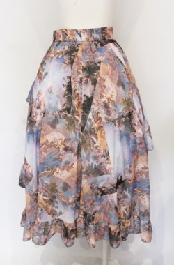 画像2: axes femme NOSTALGIE / 天使柄フリルロングスカート F サックス O-25-05-31-1055-AX-SK-OW-OS