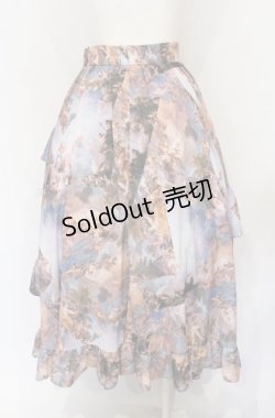 画像2: axes femme NOSTALGIE / 天使柄フリルロングスカート F サックス O-25-05-31-1055-AX-SK-OW-OS
