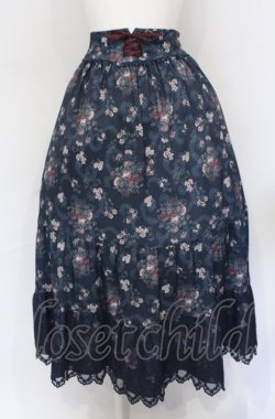 画像1: axes femme / ミュルーズ染織美術館コラボ/フェザー×フラワー柄スカート M グリーン O-25-05-31-1056-AX-SK-OW-OS