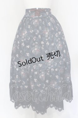 画像1: axes femme / ミュルーズ染織美術館コラボ/フェザー×フラワー柄スカート M グリーン O-25-05-31-1056-AX-SK-OW-OS