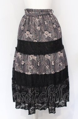 画像1: axes femme / ペイズリー×花柄ロングスカート M クロ O-25-05-31-1058-AX-SK-OW-OS