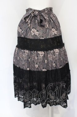 画像2: axes femme / ペイズリー×花柄ロングスカート M クロ O-25-05-31-1058-AX-SK-OW-OS