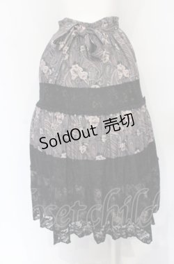 画像2: axes femme / ペイズリー×花柄ロングスカート M クロ O-25-05-31-1058-AX-SK-OW-OS