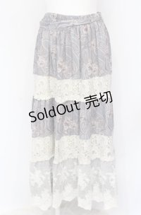 axes femme / ペイズリー×花柄ロングスカート M グレー O-25-05-31-1059-AX-SK-OW-OS