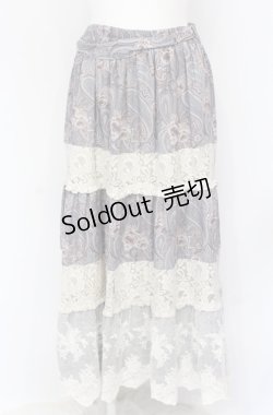 画像1: axes femme / ペイズリー×花柄ロングスカート M グレー O-25-05-31-1059-AX-SK-OW-OS