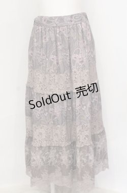 画像1: axes femme / ペイズリー×花柄ロングスカート M ピンク系 O-25-05-31-1062-AX-SK-OW-OS