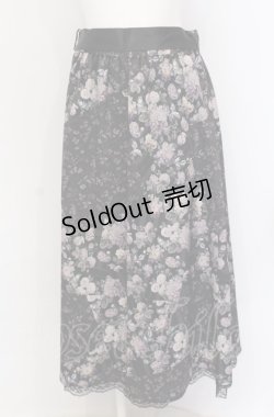 画像1: axes femme / ミュルーズ花柄スカート/ミュルーズ美術館コラボ M クロ O-25-05-31-1063-AX-SK-OW-OS