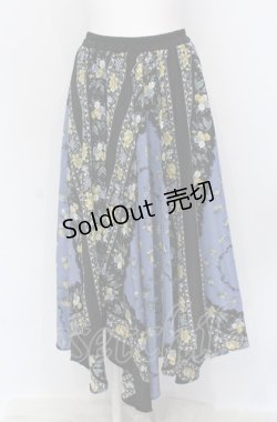 画像1: axes femme / スカーフ風アシメスカート M ブルー O-25-05-31-1067-AX-SK-OW-OS