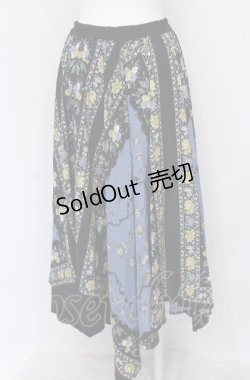 画像2: axes femme / スカーフ風アシメスカート M ブルー O-25-05-31-1067-AX-SK-OW-OS