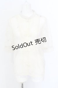 axes femme POETIQUE / チャイナボタンシアーシャツ M キナリ O-25-05-31-1070-AX-BL-OW-OS