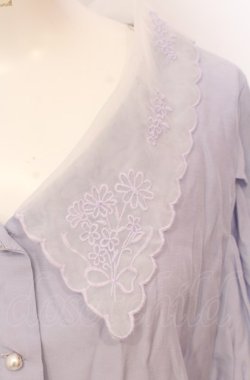 画像2: axes femme POETIQUE / ブーケ刺繍シアーブラウス M ラベンダー O-25-05-31-1071-AX-BL-OW-OS