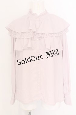 画像1: axes femme POETIQUE / ケープデザインフリルブラウス M ピンク O-25-05-31-1072-AX-BL-OW-OS