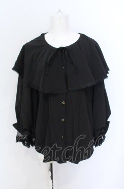 画像1: axes femme POETIQUE / ビッグフリルカラーブラウス M クロ O-25-05-31-1073-AX-BL-OW-OS