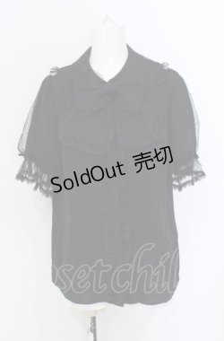 画像1: axes femme kawaii / ロマンティックフリルブラウス M クロ O-25-05-31-1074-AX-BL-OW-OS