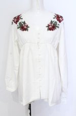 画像1: 【SALE】axes femme NOSTALGIE / ジョーゼット刺繍ブラウス M キナリ O-25-05-31-1075-AX-BL-OW-ZT506 (1)