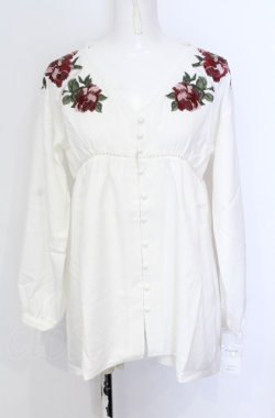 画像1: axes femme NOSTALGIE / ジョーゼット刺繍ブラウス M キナリ O-25-05-31-1075-AX-BL-OW-OS