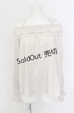 画像1: axes femme / ギャザーデザインサテンブラウス F キナリ O-25-05-31-1076-AX-BL-OW-OS