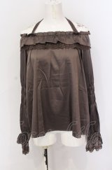 axes femme / ギャザーデザインサテンブラウス F ブラウン O-25-05-31-1077-AX-BL-OW-OS