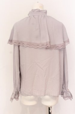 画像2: axes femme POETIQUE / ケープデザインフリルブラウス M グレージュ O-25-05-31-1079-AX-BL-OW-OS