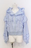 axes femme kawaii / フリルフーディブルゾン M サックス O-25-05-31-1082-AX-JA-OW-OS